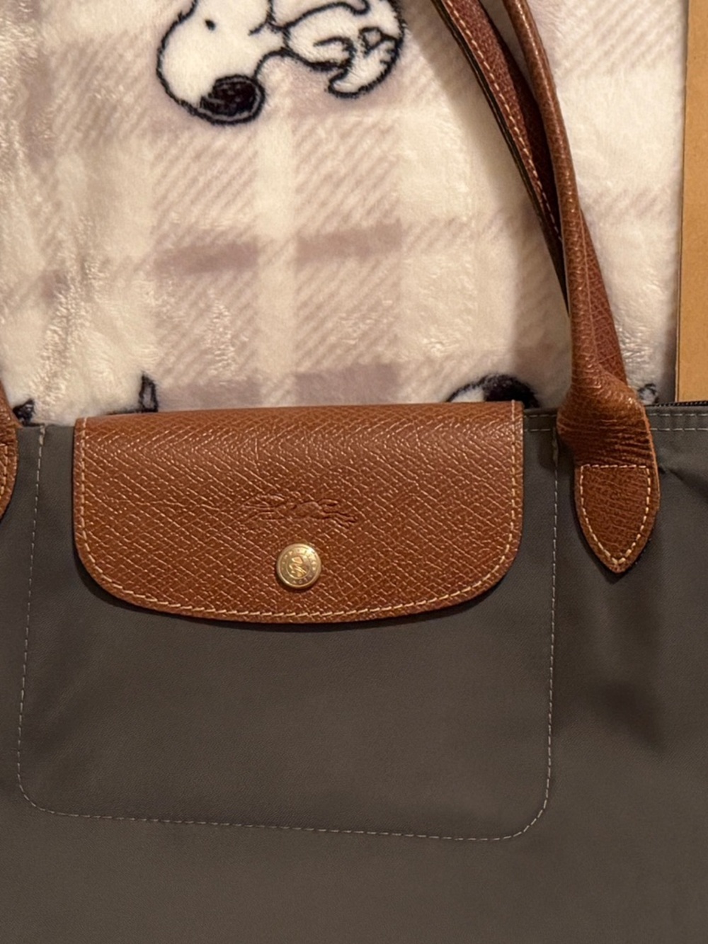 Longchamp Le Pliage Medium Nylon Tote – Brown Leather Trim - Picture 3 of 14